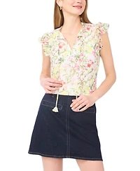 Vince Camuto Women's Split Neck Flutter-Sleeve Blouse