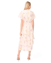 Vince Camuto Women's V-Neck Layered Midi Dress