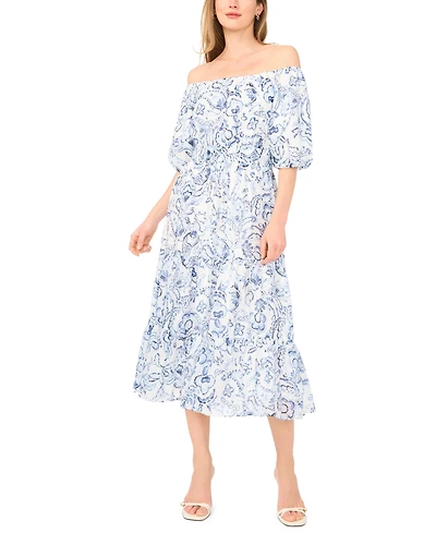 Vince Camuto Women's Printed Tiered Ruffle Midi Dress