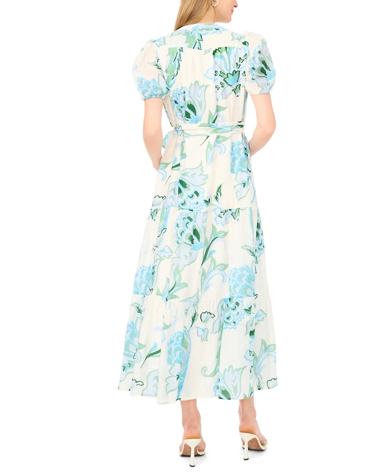 Vince Camuto Women's V-Neck Belted Midi Dress