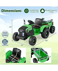 Mecale 24V Ride-On Tractor for Kids with Detachable Trailer & Remote Control
