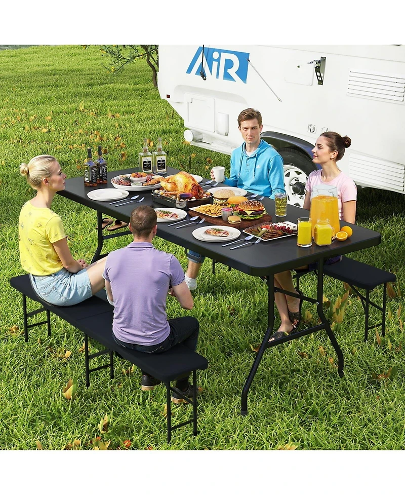 Mecale Portable Folding Camping Table with Carry Handle, Picnic Outdoor Table