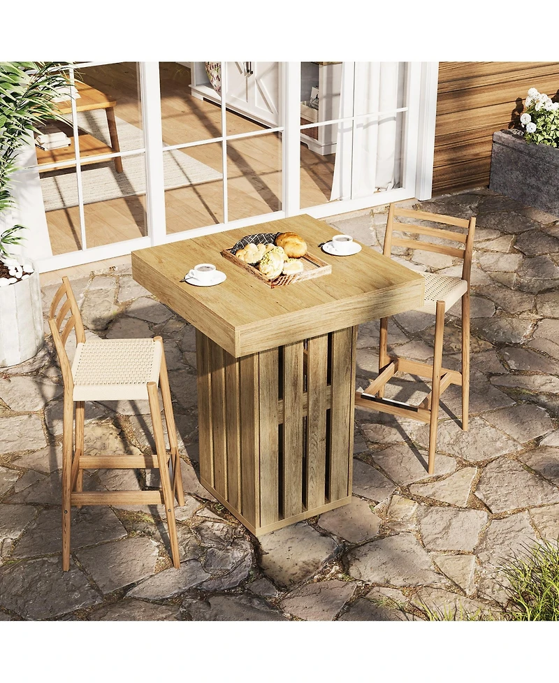 Tribesigns 31.5" Square Oak Counter Height Table, Rustic Railing Leg Design Bar Table