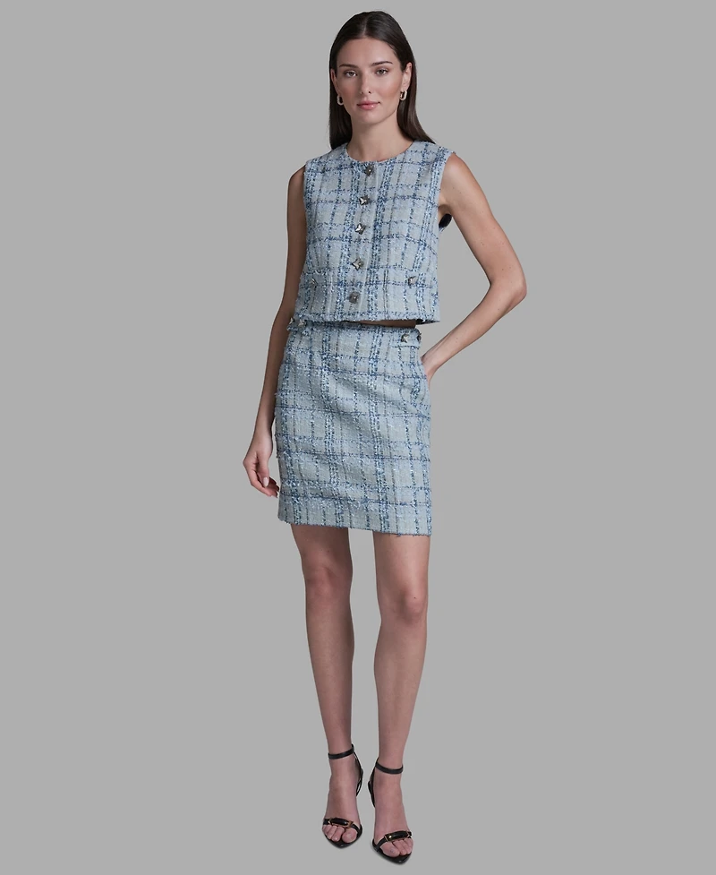 Bcbg Women's Button-Front Cropped Tweed Vest