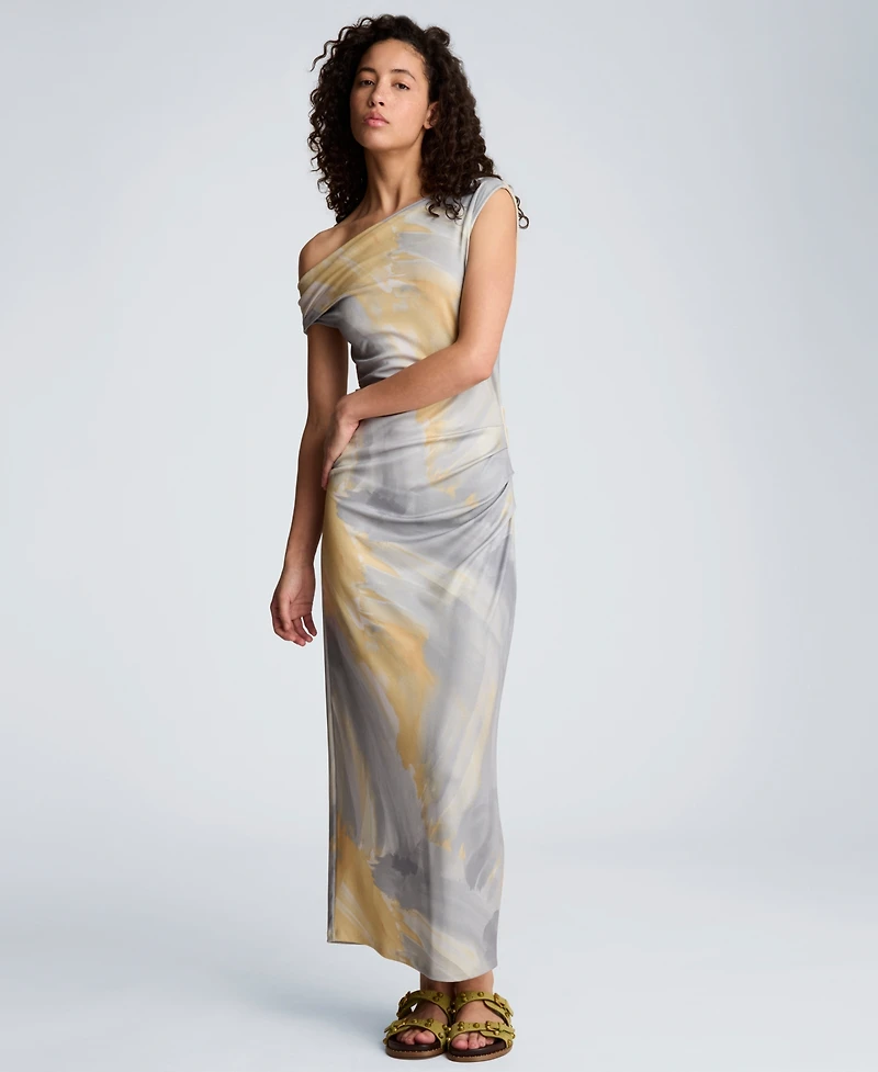 Kenneth Cole Women's Off-The-Shoulder Ruched Waist Midi Dress