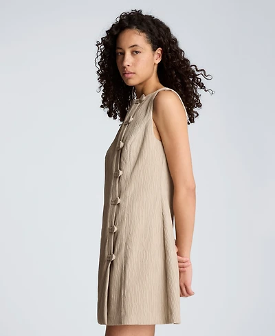 Kenneth Cole Women's Boat Neck Button Front Sheath Short Dress