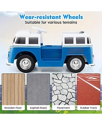 Mecale 12V Ride On Car Licensed Volkswagen Ride-on Bus with Cup Holder and Led Headlights for 3+ Years Old-Blue