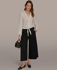 Donna Karan Weekend Women's Roll-Tab Sleeve Tie-Front Blouse