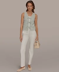 Donna Karan Weekend Women's V-Neck Tie-Front Detail Cardigan