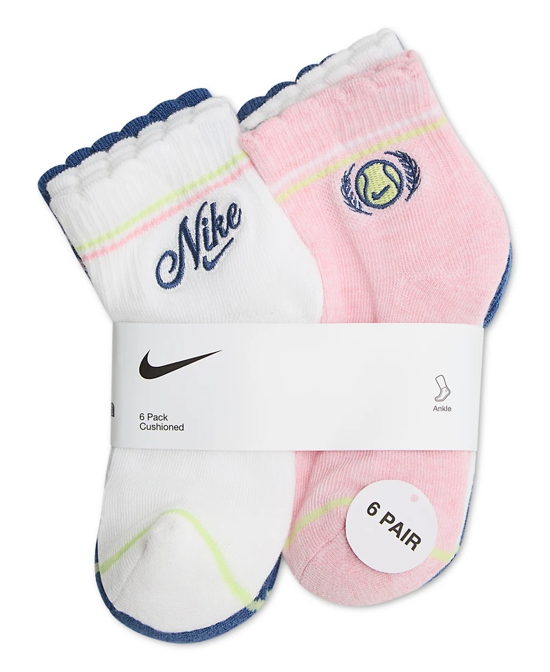 Nike Girls' 5-7 Courtside Champs Ankle Socks, 6-Pack