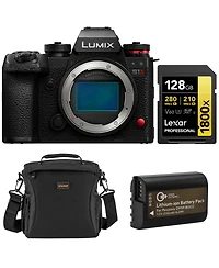 Panasonic Lumix S1II Mirrorless Camera with Alpine 160 Multi-Device Shoulder Bag, Gold Series Professional 1800x 128GB Uhs-ii Sdxc Memory Card