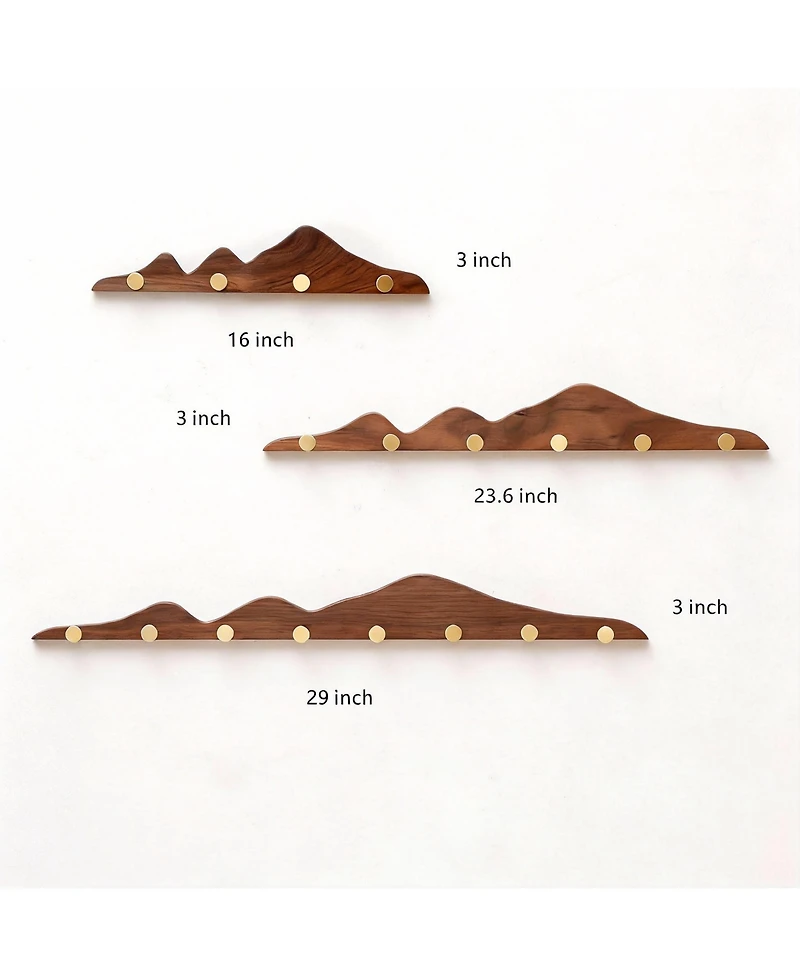 Yigii North American Walnut Decorative Wall Coat Rack with Brass Hooks