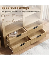 gaomon 72" Farmhouse Floor Standing Bookcase, Bookshelf with 4 Drawers, Freestanding Display Storage Shelves for Bedrooms.