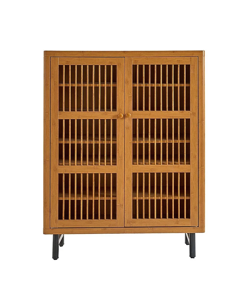 Streamdale Furniture Shoe Cabinet with Shutter Doors, 6-Tier Entryway Wooden Modern Rack Organizer, Walnut