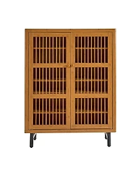 Streamdale Furniture Shoe Cabinet with Shutter Doors, 6-Tier Entryway Wooden Modern Rack Organizer, Walnut