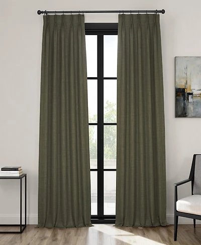 Half Price Drapes French Pleat Textured Faux Linen Room Darkening Curtain