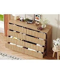 gaomon Fluted Bedroom Dresser, Wide Chest of Drawers for Closet and Bedroom Storage, 8 Drawer