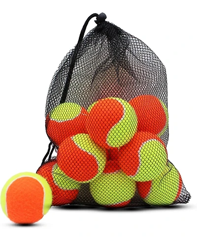 Magicorange Pack of 20 Low Compression Training Tennis Balls for Kids and Beginners with Durable Felt and Mesh Carrying Bag