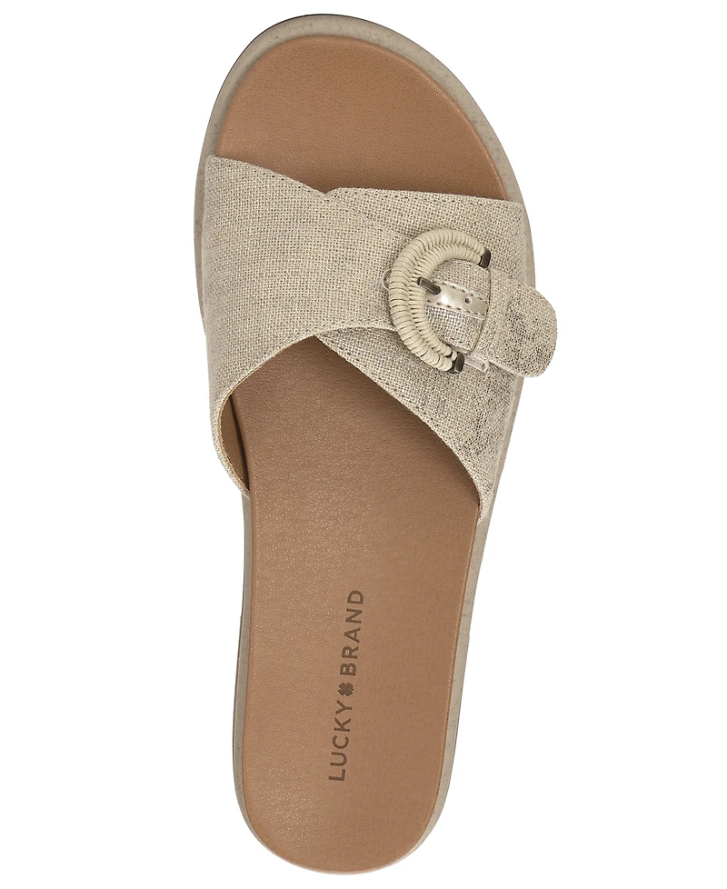 Lucky Brand Women's Suszie Buckle Slide Flat Sandals
