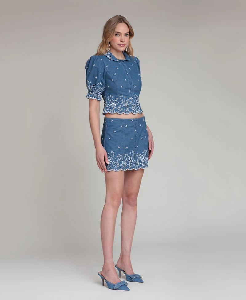 Avec Les Filles Women's Scallop Hem Mini Skirt