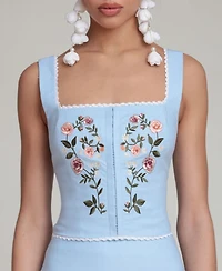 Avec Les Filles Women's Square Neck Sleeveless Top