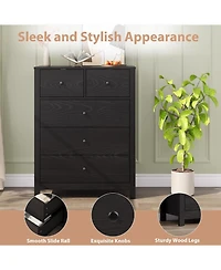gaomon Dresser for , Tall 5 Drawer Dresser with Deep Drawers & Metal Knobs, Drawers for