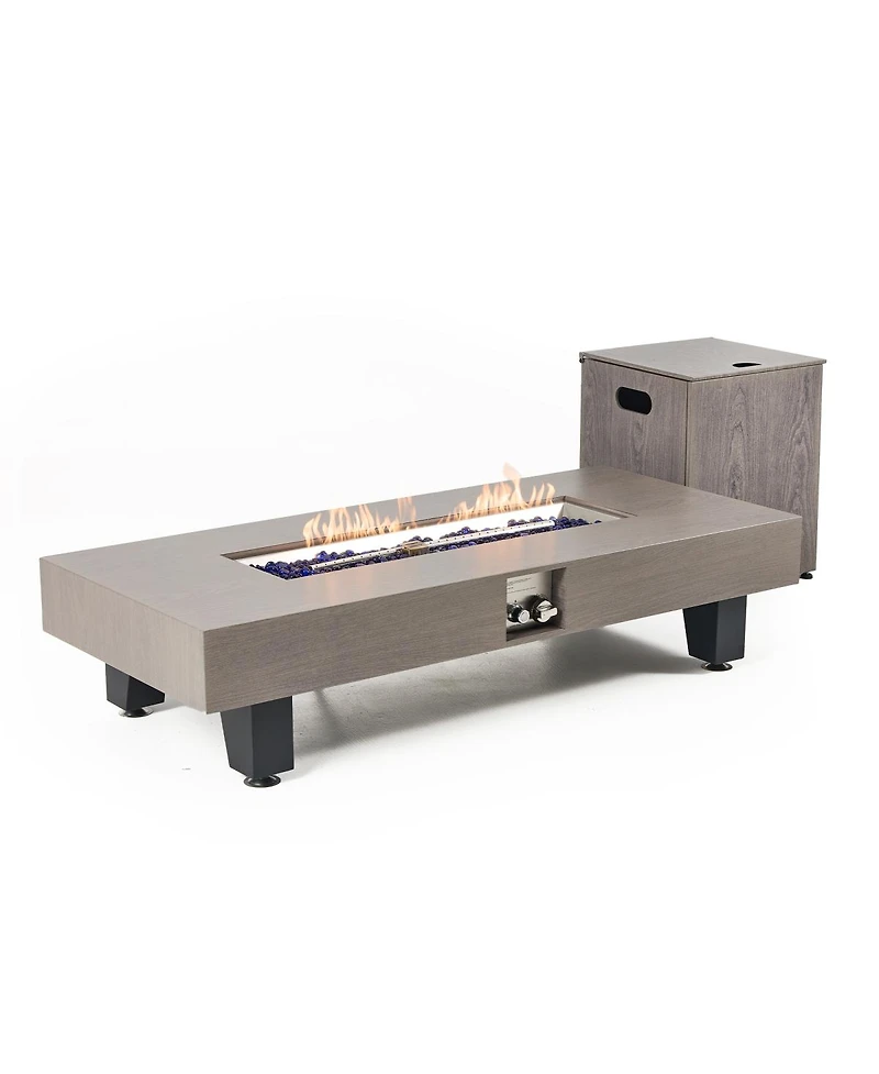Streamdale Furniture 54" Propane Fire Pit Table w/ Rain Cover, 50,000 Btu Rectangular Heater