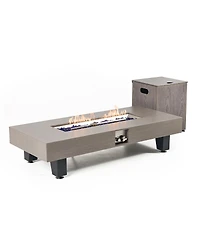 Streamdale Furniture 54" Propane Fire Pit Table w/ Rain Cover, 50,000 Btu Rectangular Heater