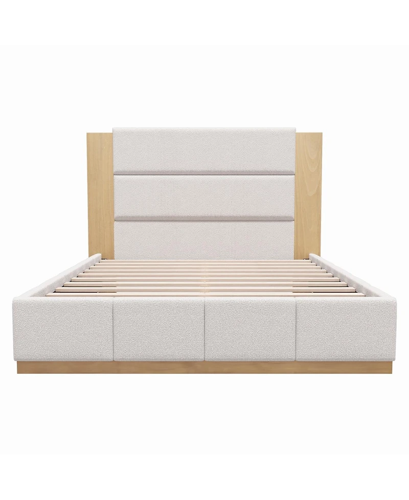 Streamdale Furniture Elegant Upholstered Platform Bed with Extended Headboard