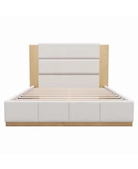 Streamdale Furniture Elegant Upholstered Platform Bed with Extended Headboard