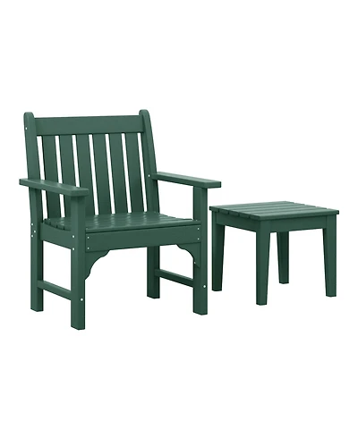 WestinTrends Outdoor Patio 2-Piece Hdpe Adirondack Garden Chair with Square Side Table Set