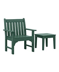 WestinTrends Outdoor Patio 2-Piece Hdpe Adirondack Garden Chair with Square Side Table Set