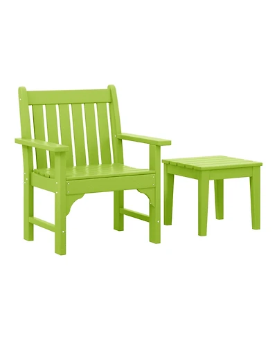 WestinTrends Outdoor Patio 2-Piece Hdpe Adirondack Garden Chair with Square Side Table Set