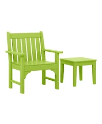 WestinTrends Outdoor Patio 2-Piece Hdpe Adirondack Garden Chair with Square Side Table Set