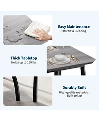 gaomon 3 Piece Dining Table Set for 2, Small Kitchen with 2 Upholstered Chairs and Metal Frame & Wood Tabletop