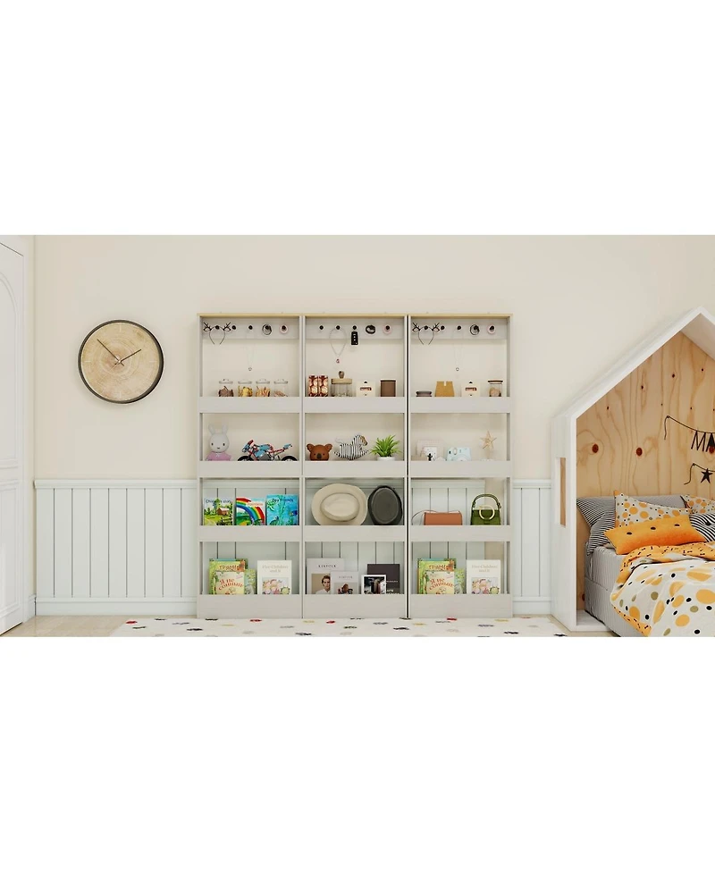 Streamdale Furniture Behind The Door 69" Bookcase with 4 Shelves, 5 Hooks