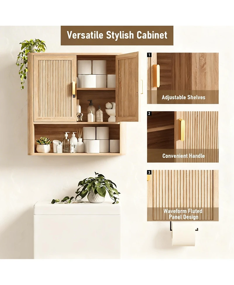 Yigii Adjustable Wood Shelf Bathroom Cabinet - Multi-functional, Space-saving, Easy Assembly