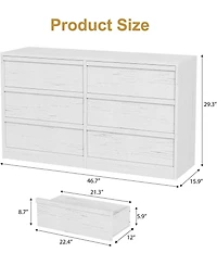 gaomon 6 Drawer Dresser for Bedroom, Modern Double Dresser Organizer with 6 Drawers Large Storage, Wooden Chest of Drawers for Living Room, Nursery
