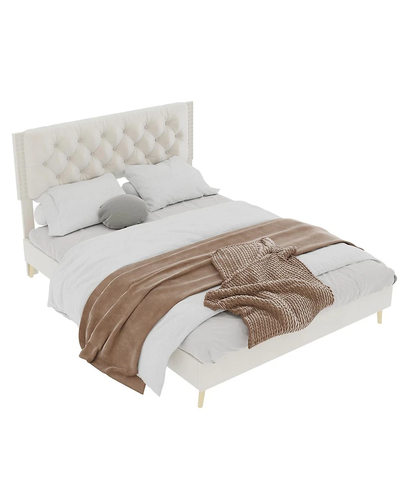 Streamdale Furniture Velvet Upholstered Bed - Luxury & Comfort for Master Bedroom