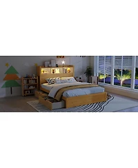 Streamdale Furniture Full Size Storage Bed with Led Headboard and Drawers