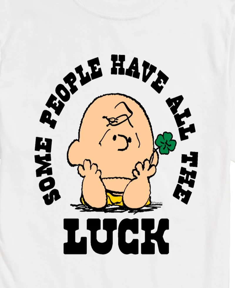 Airwaves Men's Peanuts All The Luck Short-Sleeve Graphic T-Shirt