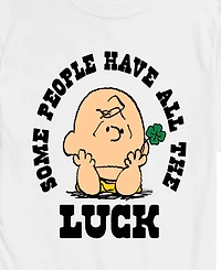 Airwaves Men's Peanuts All The Luck Short-Sleeve Graphic T-Shirt