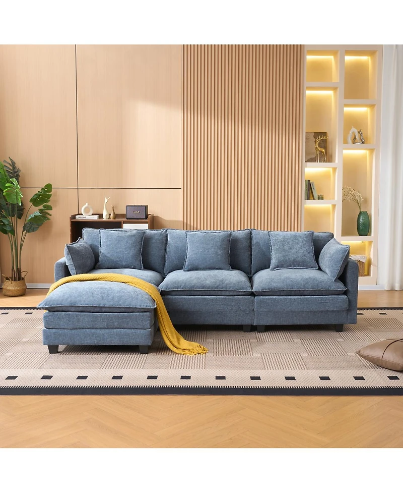 Streamdale Furniture 3-Seat Storage Ottoman Sectional Couch for Living Room