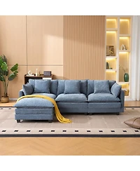 Streamdale Furniture 3-Seat Storage Ottoman Sectional Couch for Living Room