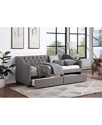 Streamdale Furniture Upholstered Twin Daybed with 2 Drawers, Wood Slat Support
