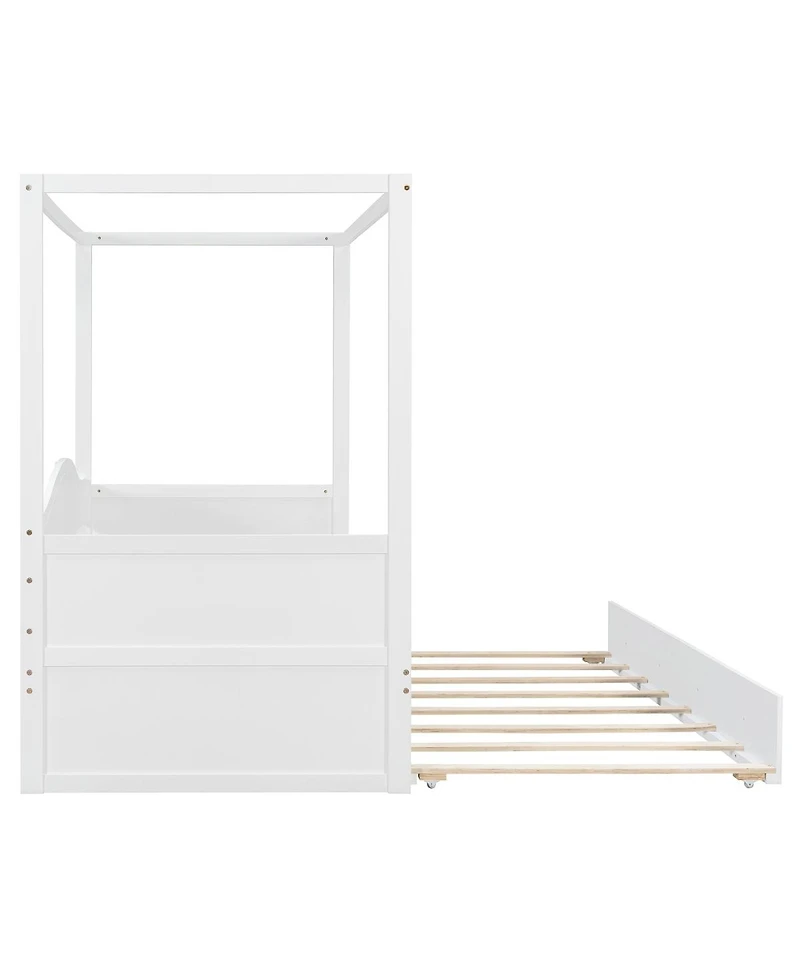 Streamdale Furniture Twin Size Canopy Day Bed with twin size Trundle