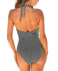 Cupshe Women's Halter Tie Hook & Eye Closure Classic Coverage Swimsuit