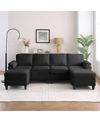 Streamdale Furniture 102" Contemporary L-Shaped Modular Sectional Sofa with Storage Ottoman