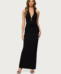 Edikted Women's Laretta Cowl Neck Backless Maxi Dress