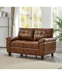 Streamdale Furniture 59" Modern Faux Leather Loveseat Couch with Storage and Big Armrests